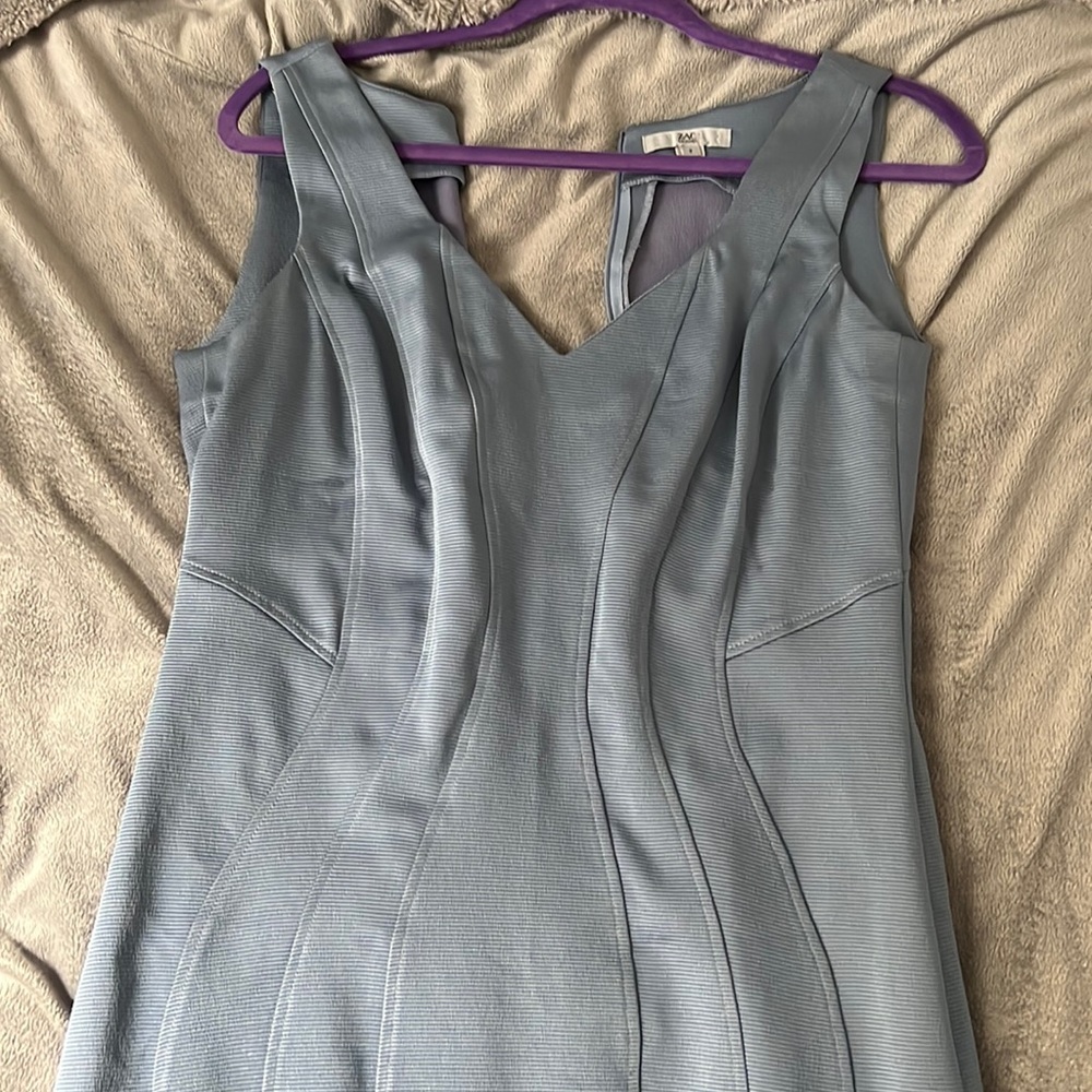 Zac Pose steel blue bandage dress